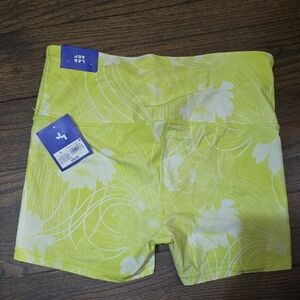 JoyLab Bright Yellow Floral High-Rise Bike Shorts